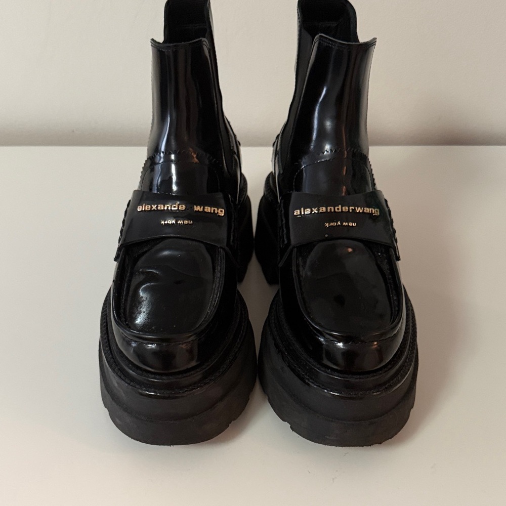 Alexander Wang Carter Leather Black Platform Ankle Boots